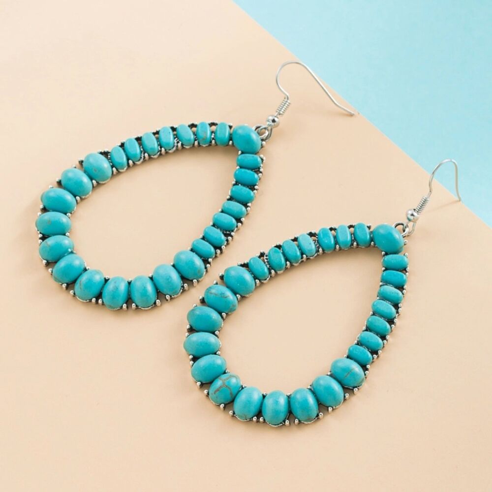 Ethnic Bohemian‎ Turquoise Drop Earrings